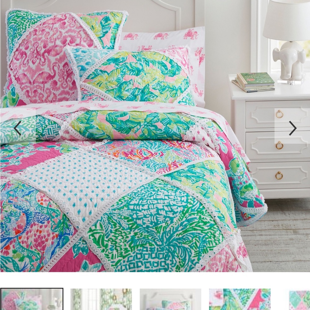 Lilly Pulitzer Vibrant Pink and Green Quilt Set